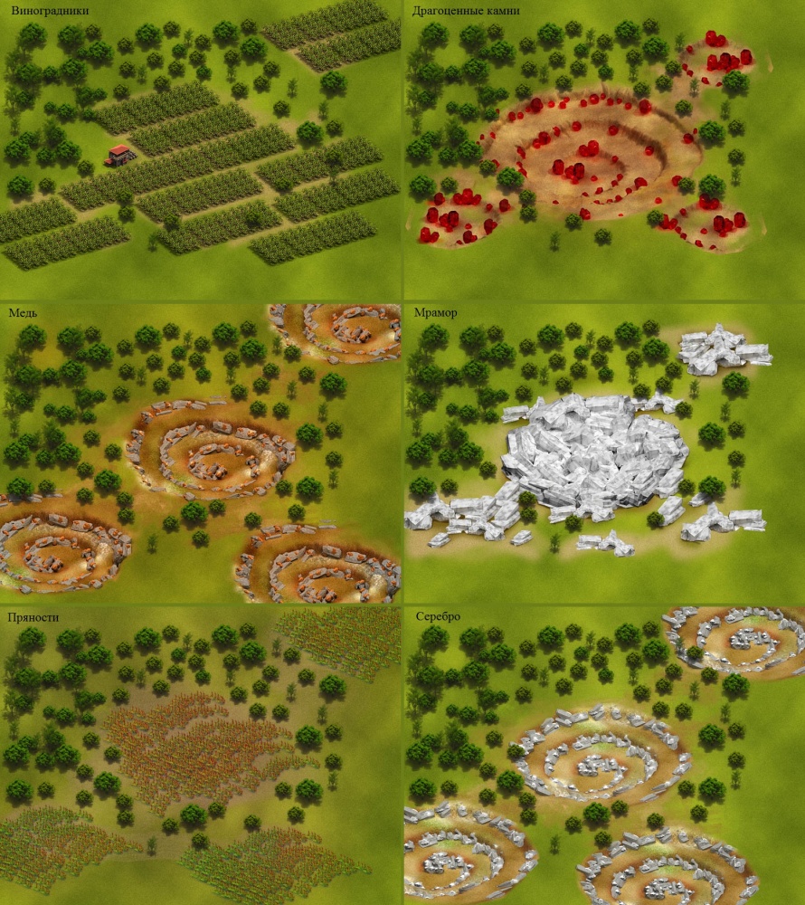 Локации ресурсов для аналога игры Травиан