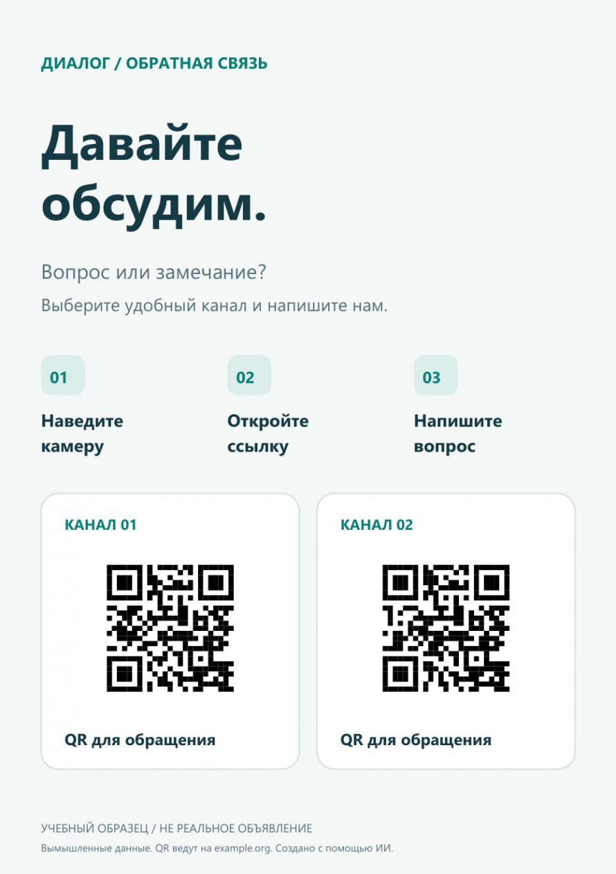 Учебный макет A5: обратная связь и QR